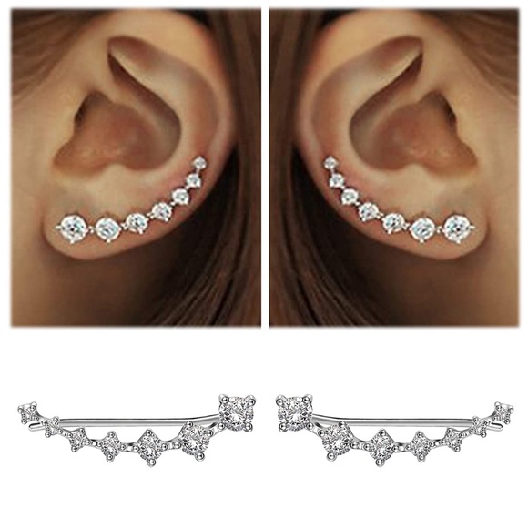 🎁🎄✨3 for $25 :: SparkleSilver🗡✨🗡Ear Climbers - Picture 8 of 12